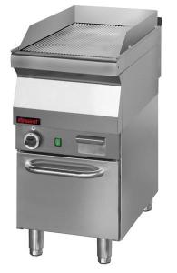 Płyta grillowa gazowa ryflowana chromowana 400 mm 5,5 kW na podstawie szafkowej zamkniętej | Kromet