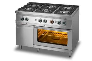Kuchnia gazowa 6-palnikowa z piekarnikiem gazowym GN2/1 i szafką | Lozamet