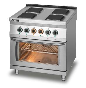 Kuchnia elektryczna 4-płytowa z piekarnikiem elektrycznym z termoobiegiem GN1/1 | Lozamet