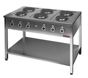 Kuchnia elektryczna na podstawie otwartej 6-płytowa 4x2,6kW + 2x2,0kW | Kromet