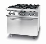 Kuchnia gazowa 4-palnikowa Kitchen Line z konwekcyjnym piekarnikiem elektrycznym GN1/1 Wariant podstawowy | Hendi