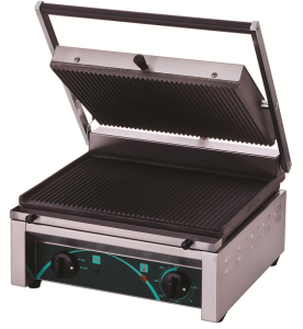 Grill elektryczny kontaktowy panini RN101-A | 2 płyty ryflowane | Resto Quality