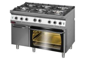 Kuchnia gazowa z piekarnikiem elektrycznym na szafce z drzwiami | Kromet